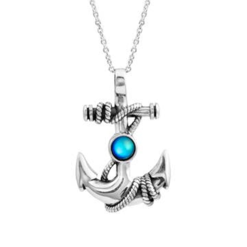 Anchor Pendant Sterling Silver Crystal Jewelry Necklace